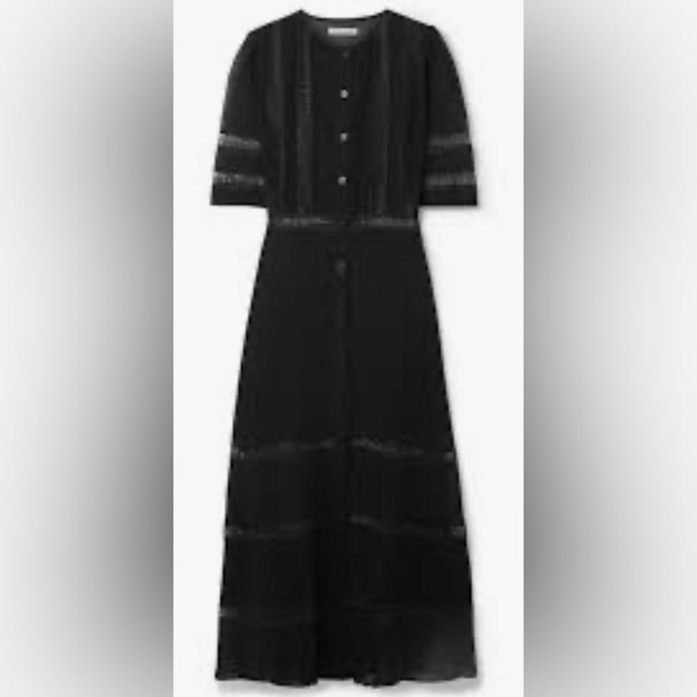 Reformation Surrey Black Lace Georgette Midi Dress Size 8 NWT (RUNS SMALL) - Picture 6 of 15